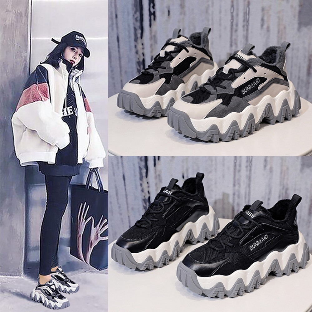 New Women's Trendy Plus Velvet Thick-Soled Increased Sports Casual Shoes