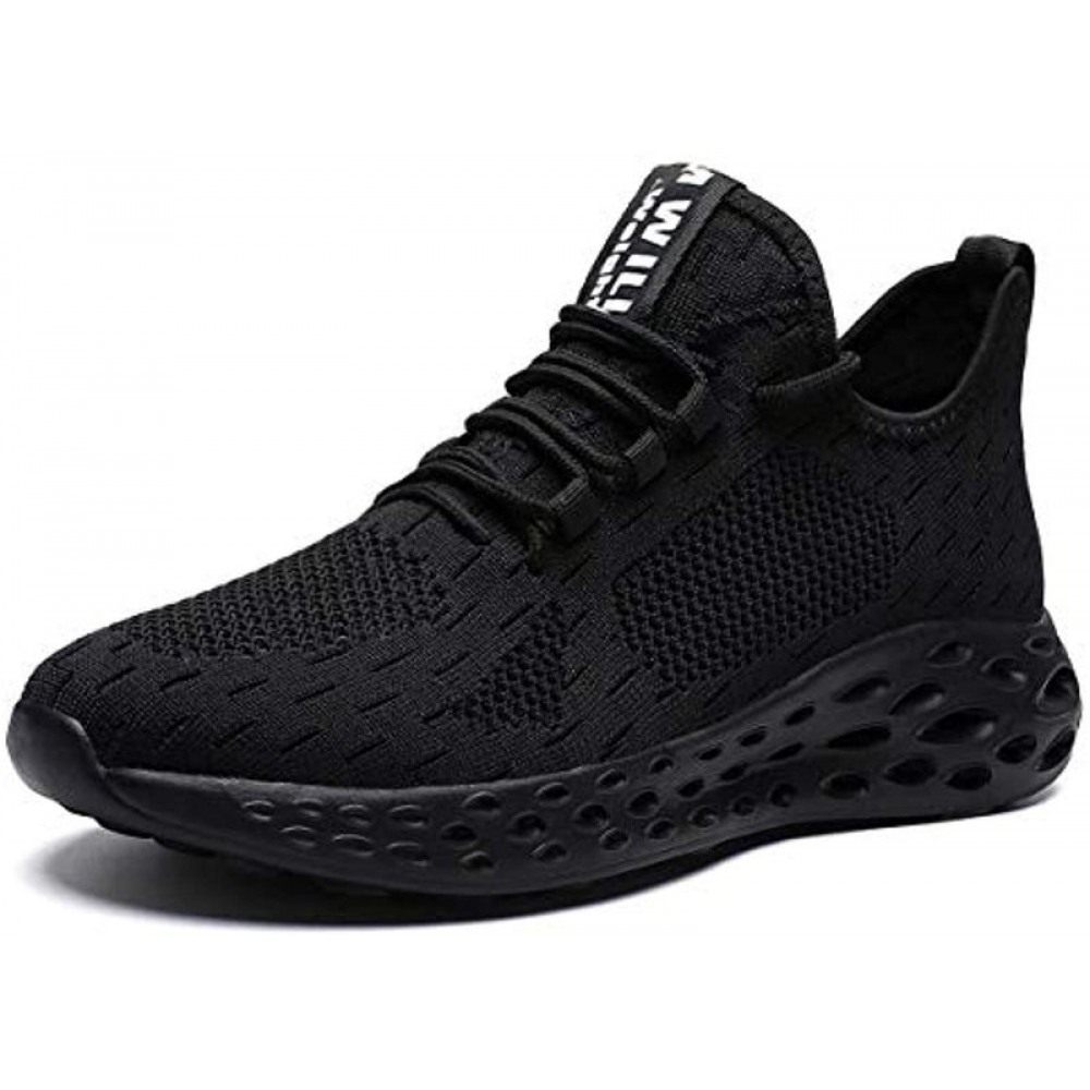 Men's Slip On Walking Shoes Fashion Breathable Sneakers Mesh Soft Sole Casual Athletic Lightweight All-Black